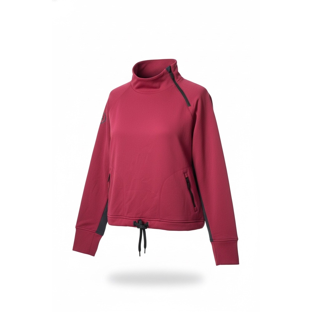Backcountry Womens Asymmetrical Zip Fleece Pullover Beet Red Charcoal Large